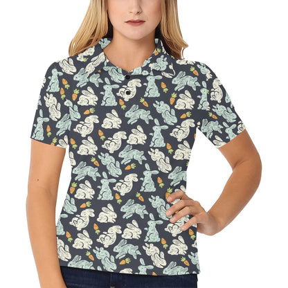Bunny Pattern Print Design 04 Women's Polo Shirt