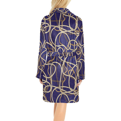 Rope Pattern Print Design A01 Women's Fleece Robe