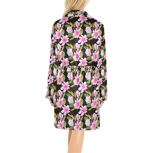 Magnolia Pattern Print Design MAG08 Women's Fleece Robe