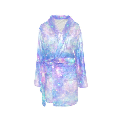 Galaxy Stardust Pastel Color Print Women's Fleece Robe