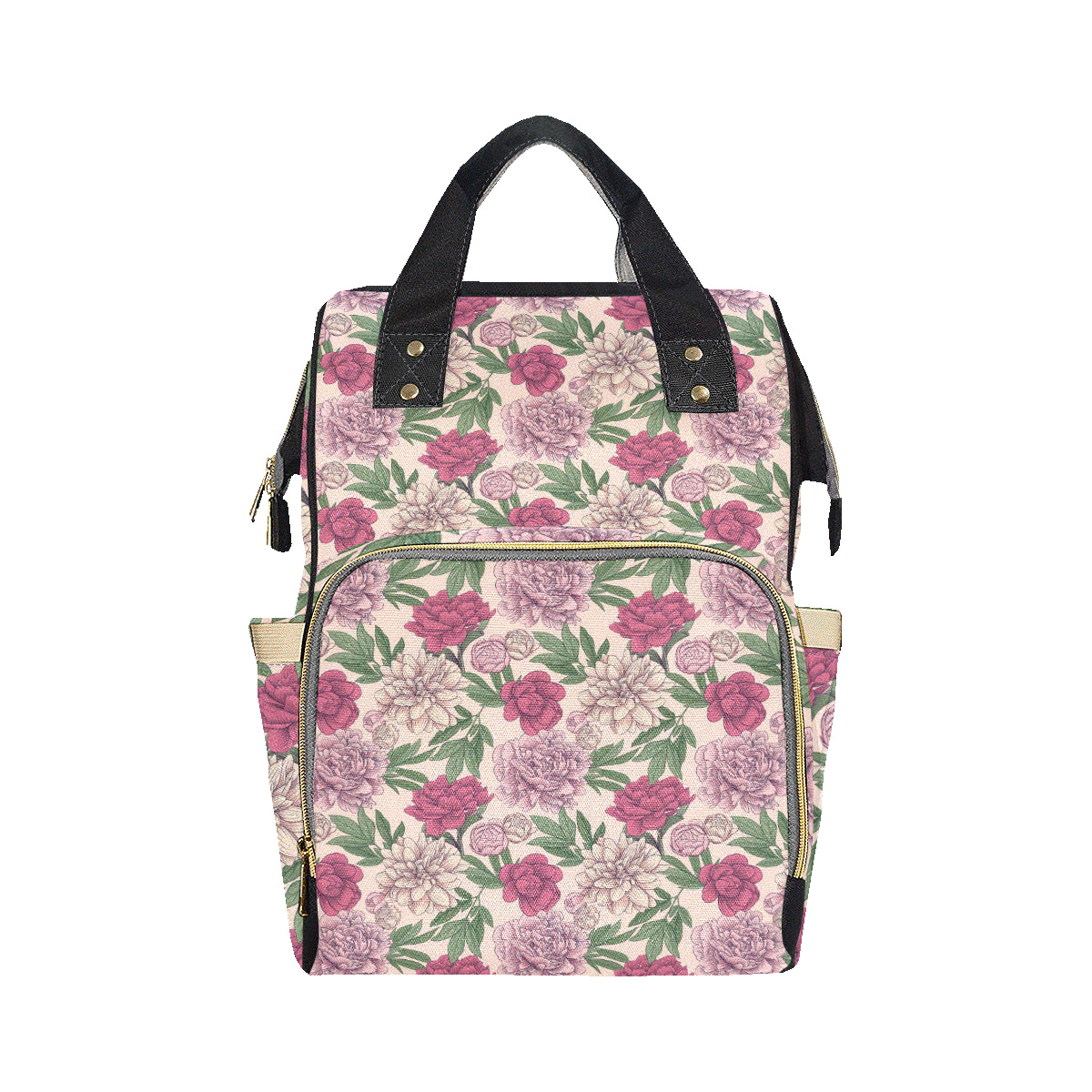 Peony Pattern Print Design A01 Diaper Bag Backpack