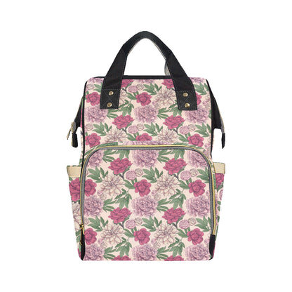 Peony Pattern Print Design A01 Diaper Bag Backpack