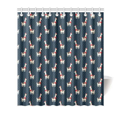 Llama with Polka Dot Themed Print Shower Curtain