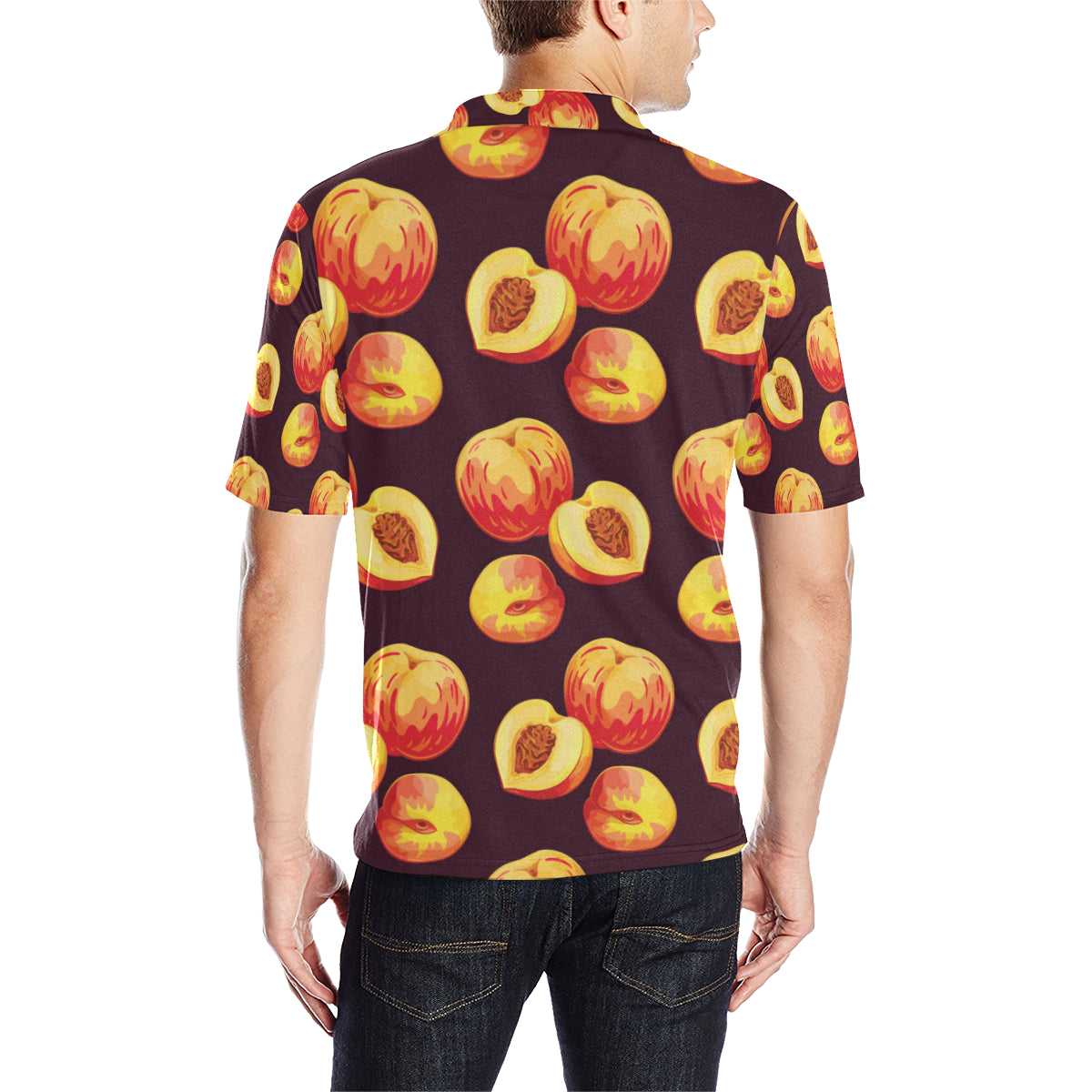 Peach Pattern Print Design A04 Men Polo Shirt