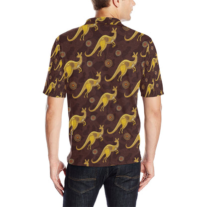 Kangaroos Aboriginal Pattern Print Design 08 Men Polo Shirt