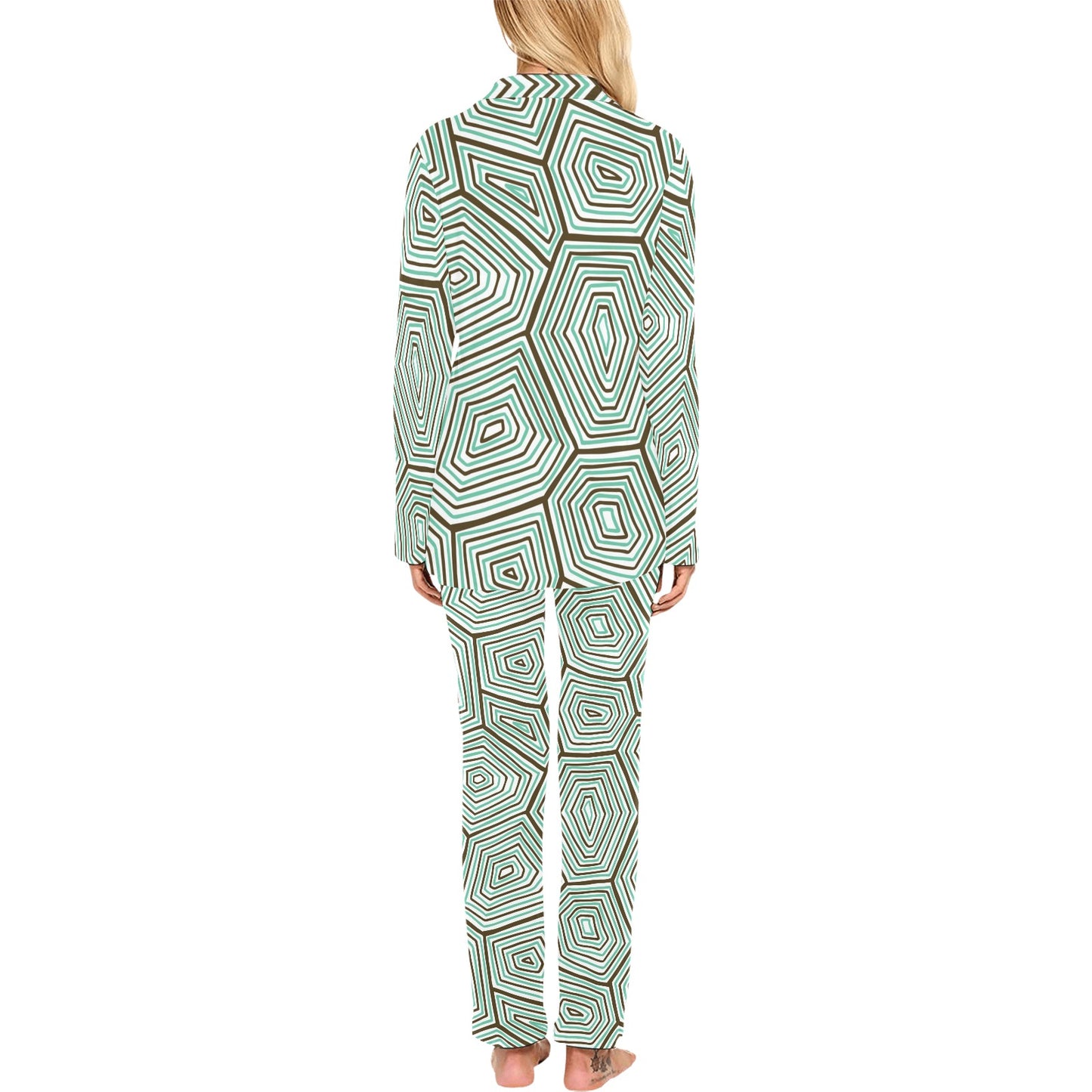 Sea Turtle Skin Print Women's Long Pajama Set
