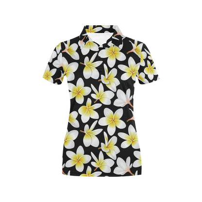 Yellow Plumeria Hawaiian Flowers Women's Polo Shirt