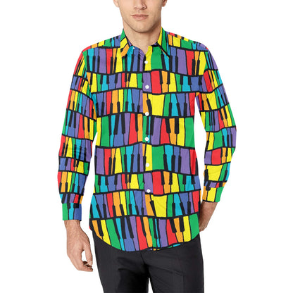Piano Print Design LKS402 Men's Long Sleeve Dress Shirt