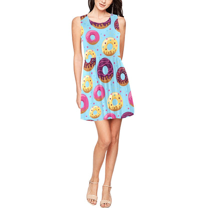 Donut Pattern Print Design DN07 Sleeveless Dress
