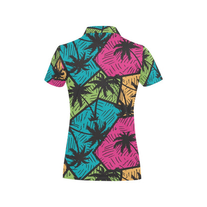 Palm Tree Pattern Print Design PT09 Women's Polo Shirt