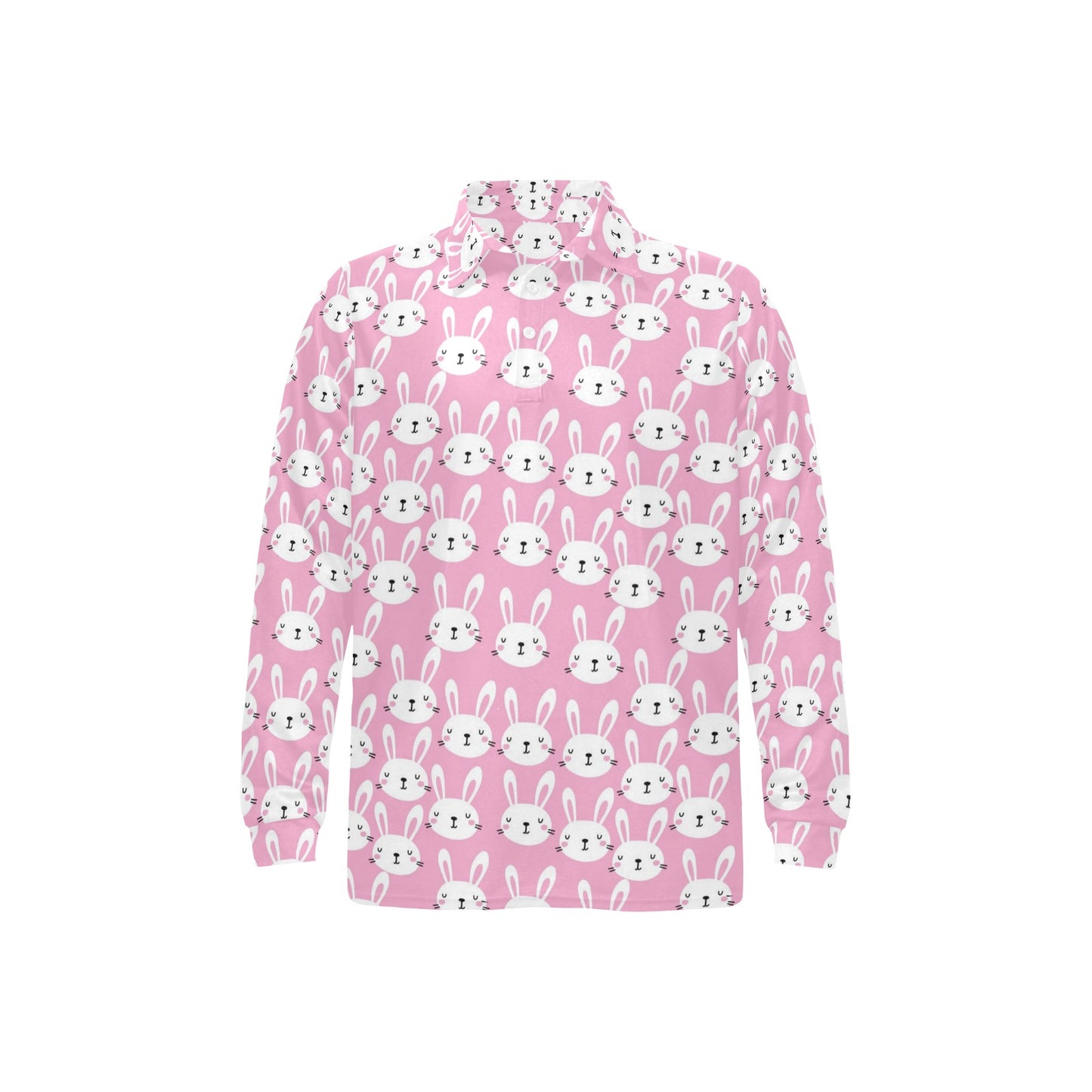 Rabbit Print Design LKS401 Long Sleeve Polo Shirt For Men's