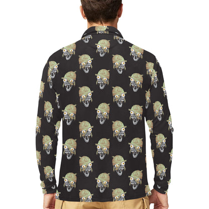 Mummy Print Design LKS304 Long Sleeve Polo Shirt For Men's