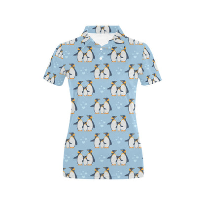 Penguin Pattern Print Design A04 Women's Polo Shirt