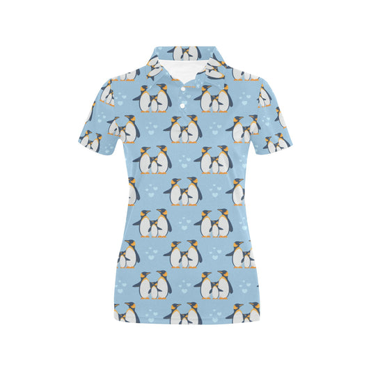Penguin Pattern Print Design A04 Women's Polo Shirt