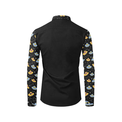 UFO Print Design LKS307 Men's Long Sleeve Dress Shirt