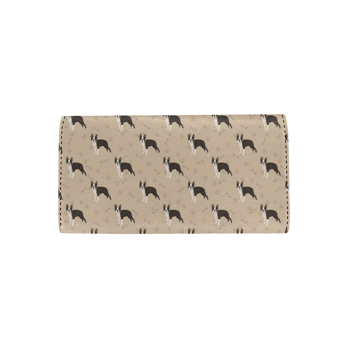 Boston Terrier Pattern Print Design 02 Women's Trifold Wallet