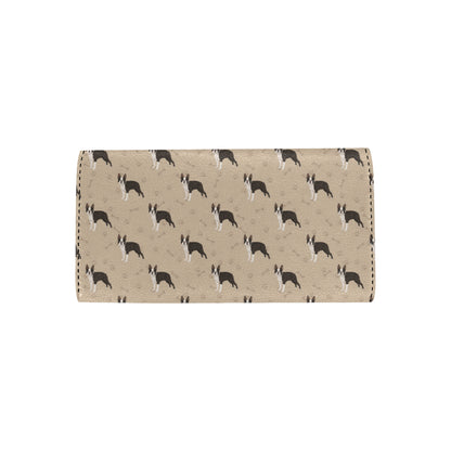 Boston Terrier Pattern Print Design 02 Women's Trifold Wallet