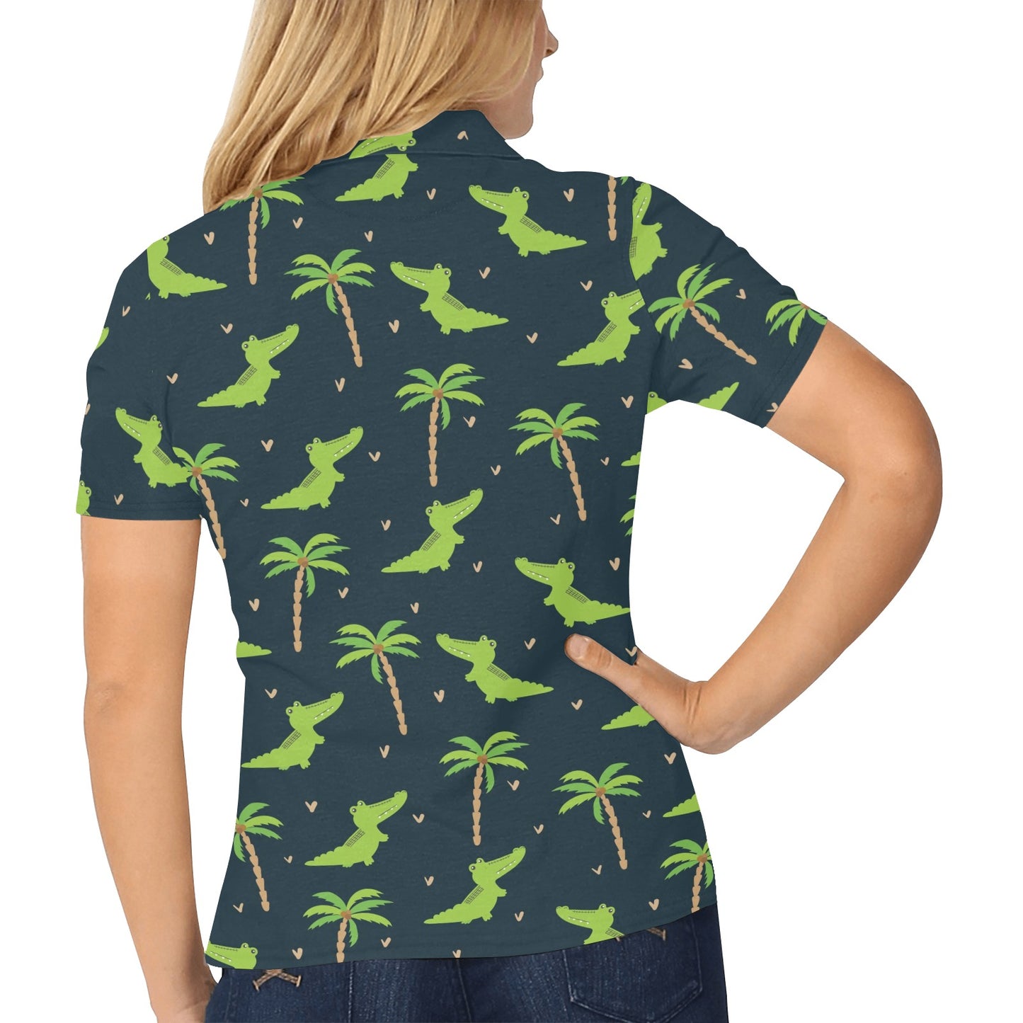 Alligator Pattern Print Design 02 Women's Polo Shirt
