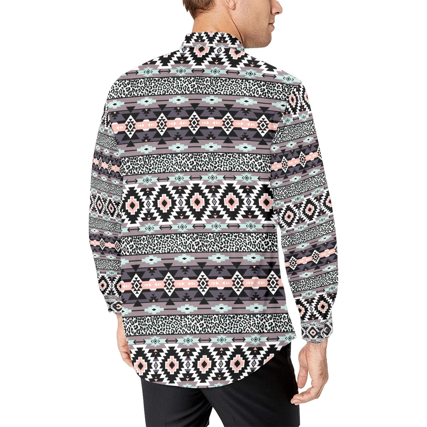 Safari Pattern Print Design LKS302 Men's Long Sleeve Dress Shirt