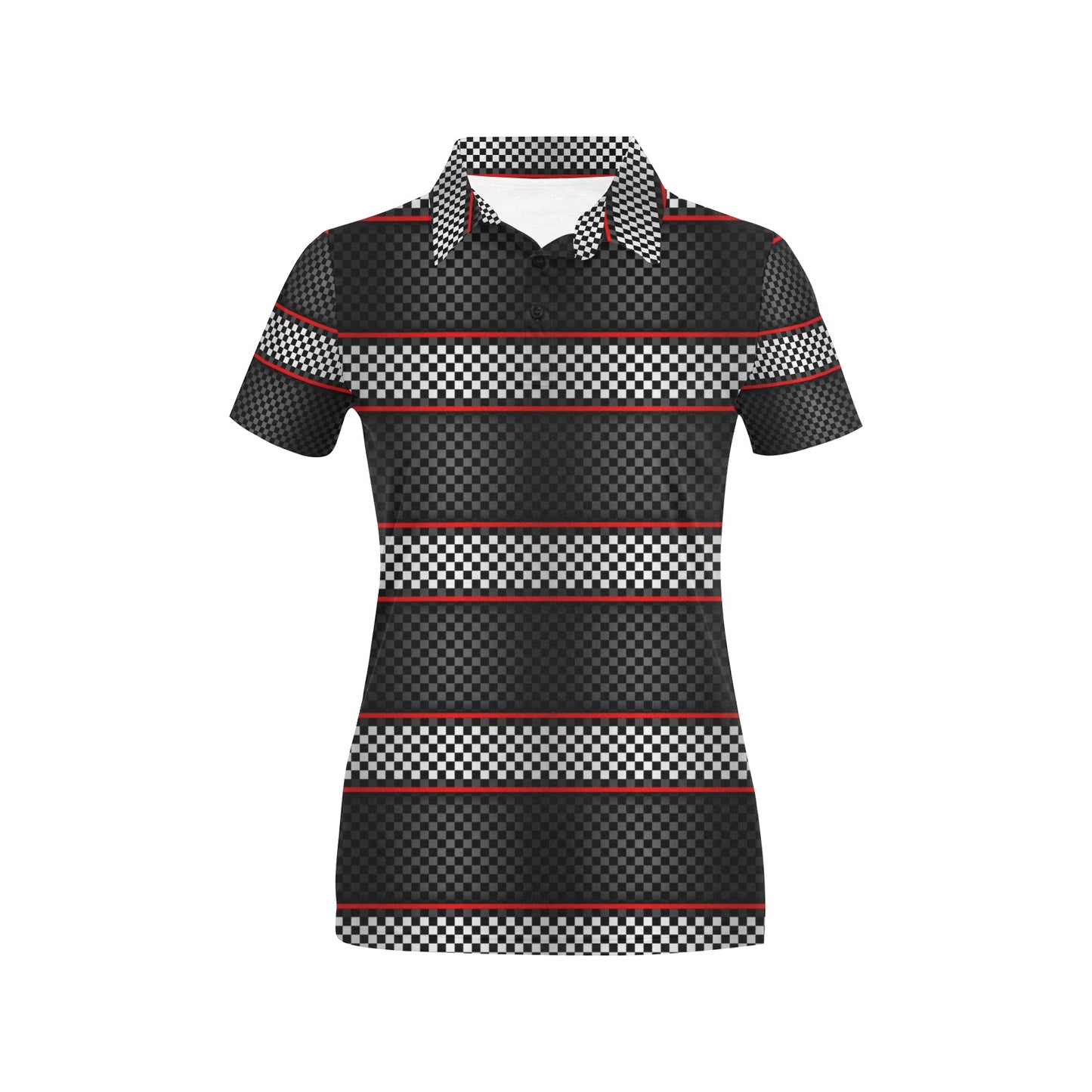 Checkered Flag Red Line Style Women's Polo Shirt