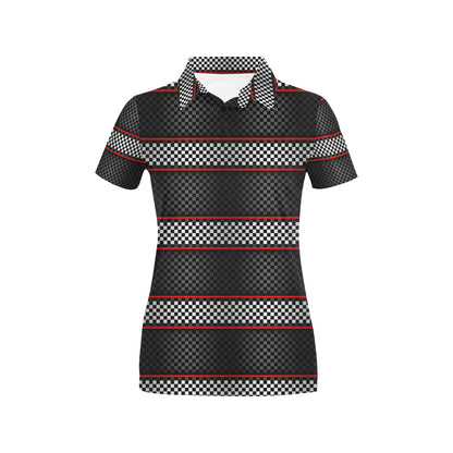 Checkered Flag Red Line Style Women's Polo Shirt