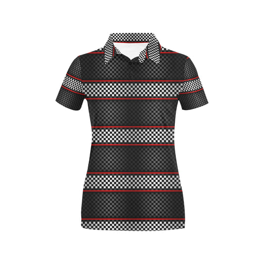 Checkered Flag Red Line Style Women's Polo Shirt