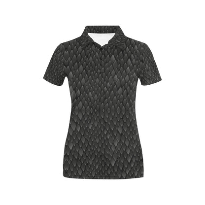 Snake Skin Black Print Women's Polo Shirt