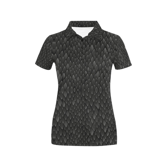 Snake Skin Black Print Women's Polo Shirt