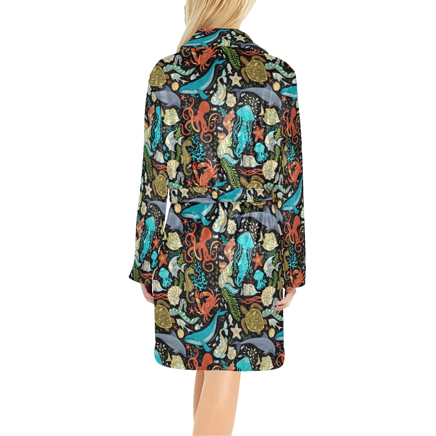 Underwater Animal Print Design LKS301 Women's Fleece Robe