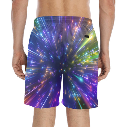 Celestial Rainbow Speed Light Men's Swim Trunks Beach Shorts