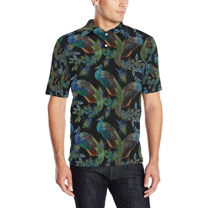 Peacock Pattern Print Design A04 Men Polo Shirt