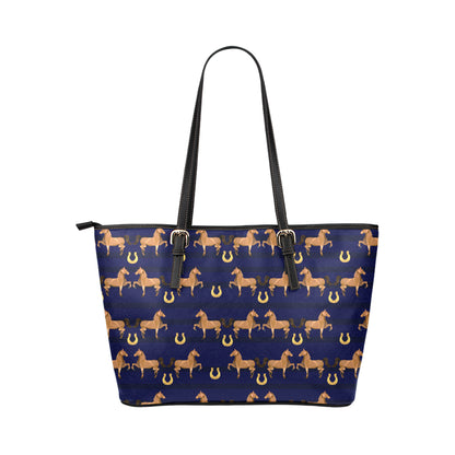 Horse Luxury Themed Pattern Print Leather Tote Bag