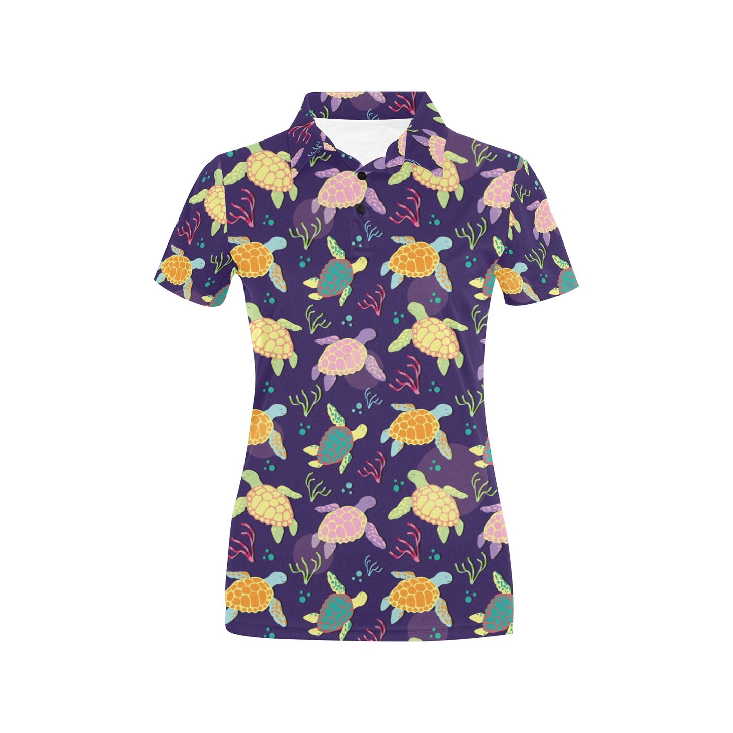 Sea Turtle Color Smile Women's Polo Shirt