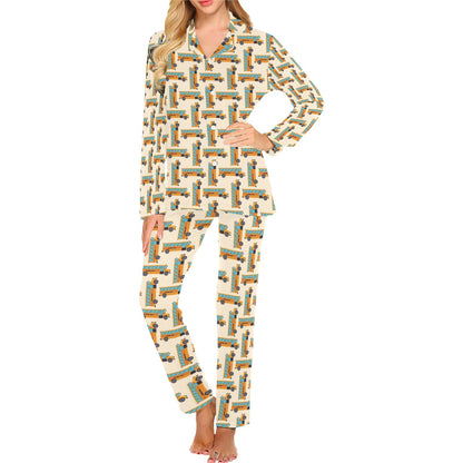School Bus Print Design LKS305 Women's Long Pajama Set