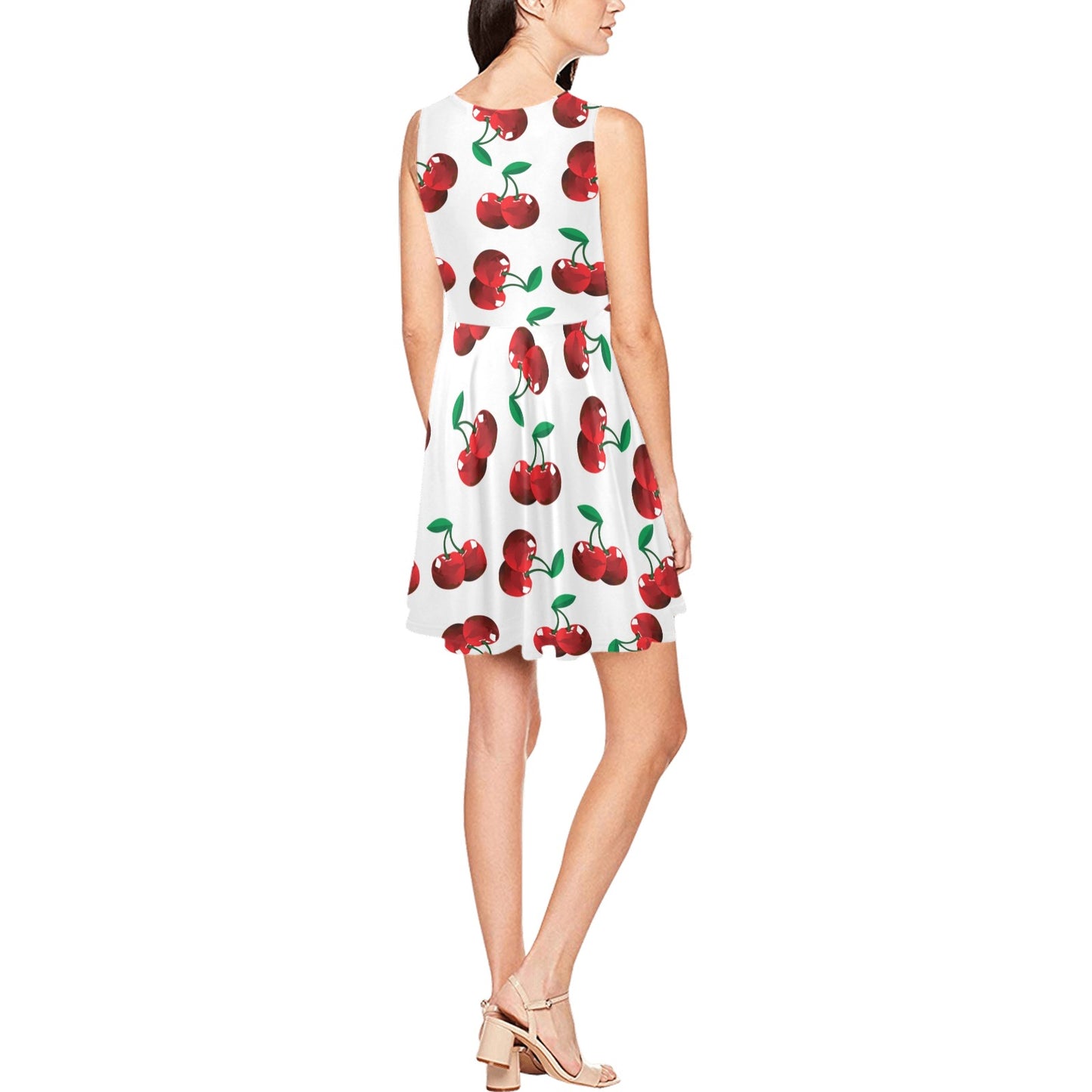 Cherry Pattern Print Design 01 Sleeveless Dress