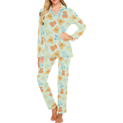 Bear Pattern Print Design 02 Women's Long Pajama Set