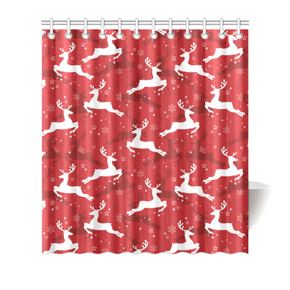 Reindeer Red Pattern Print Design 01 Shower Curtain