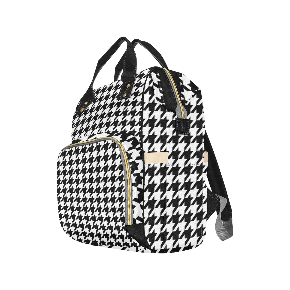 Houndstooth Black White  Pattern Print Design 05 Diaper Bag Backpack