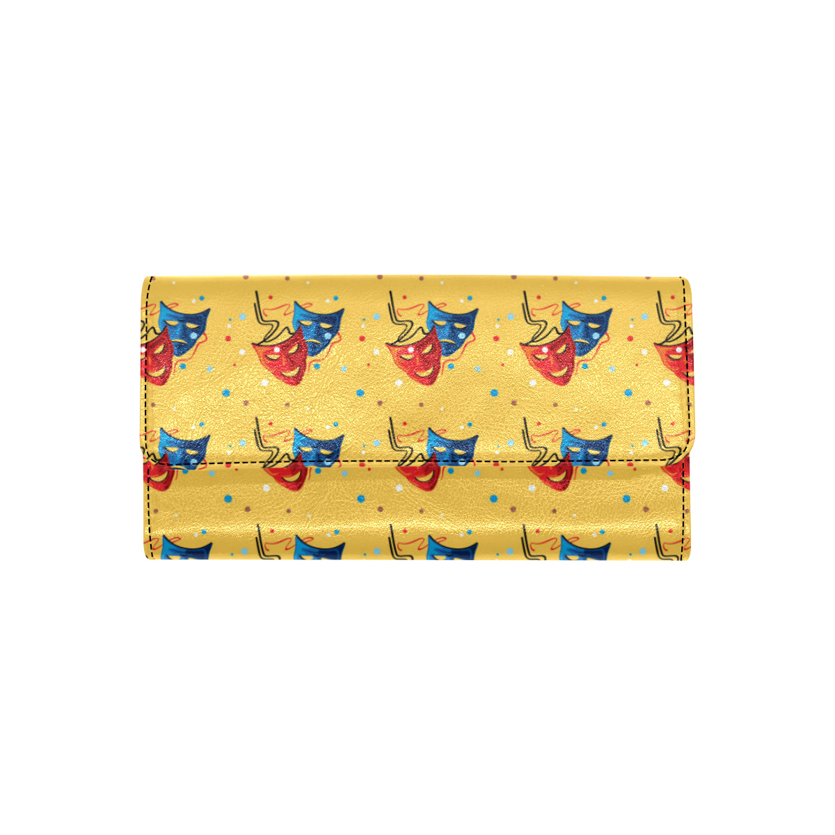 Acting Mask Pattern Print Design 02 Women's Trifold Wallet
