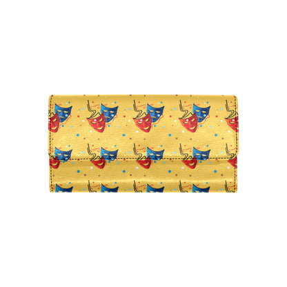 Acting Mask Pattern Print Design 02 Women's Trifold Wallet