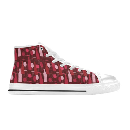 Wine Print Design LKS304 Men's High Top Canvas Shoes