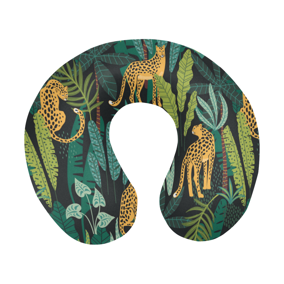 Jaguar Jungle Pattern Print Design 03 U-Shaped Travel Neck Pillow