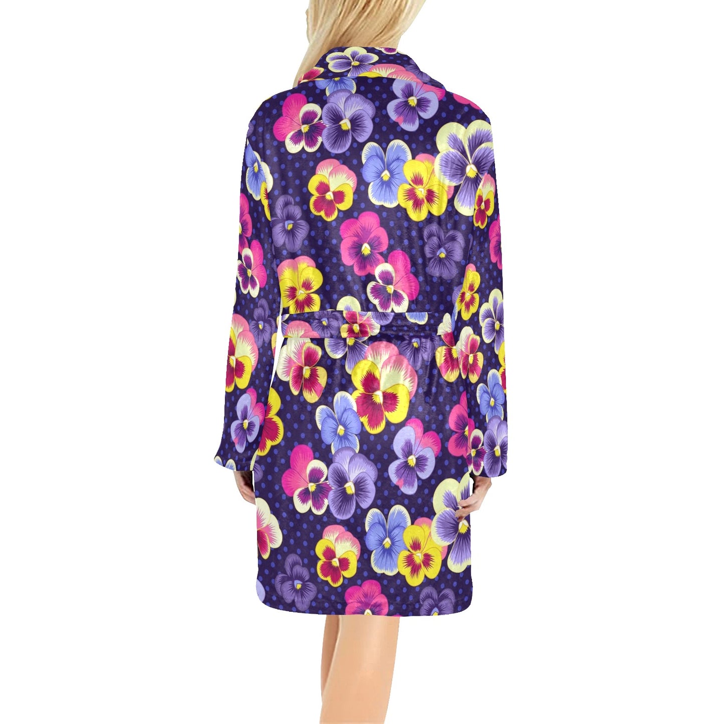 Pansy Pattern Print Design PS04 Women's Fleece Robe