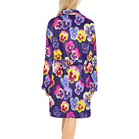 Pansy Pattern Print Design PS04 Women's Fleece Robe