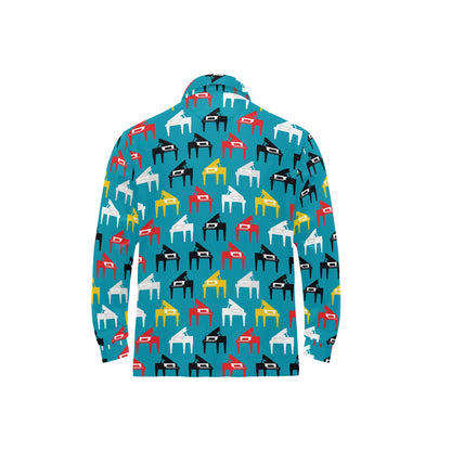Piano Print Design LKS403 Long Sleeve Polo Shirt For Men's