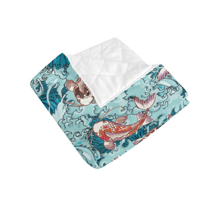 KOI Fish Pattern Print Design 05 Premium Quilt