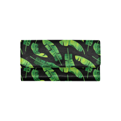 Banana Leaf Pattern Print Design BL02 Women's Trifold Wallet