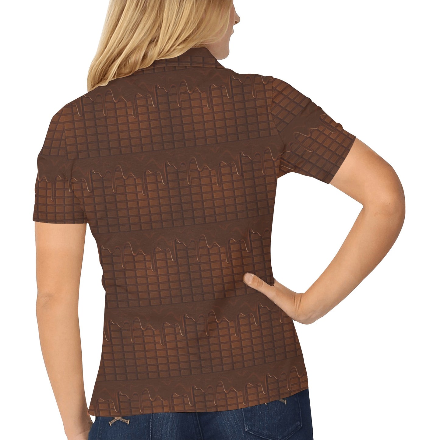 Chocolate Pattern Print Design 01 Women's Polo Shirt
