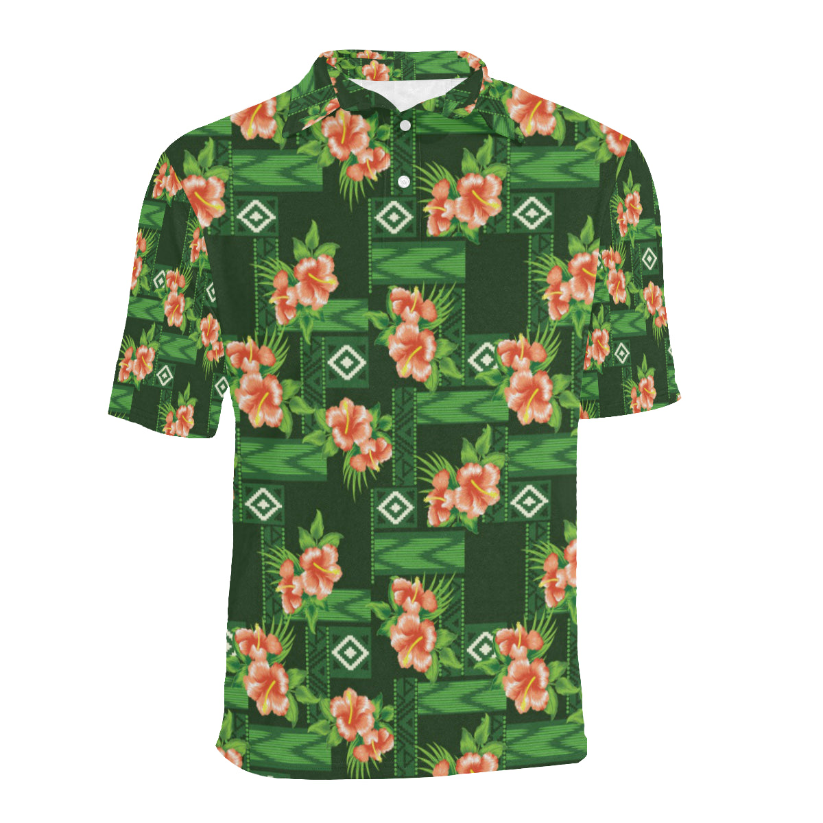Hibiscus Pattern Print Design HB05 Men Polo Shirt