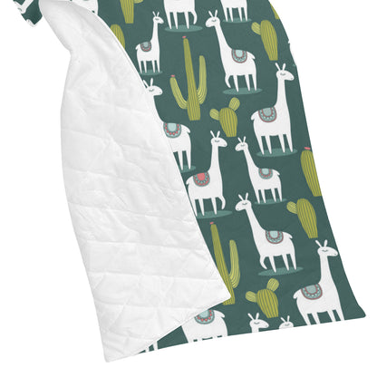 Llama Cactus Pattern Print Design 02 Premium Quilt